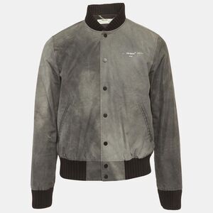 Off-White Grey Twill Virgil Abloh Bomber Jacket M